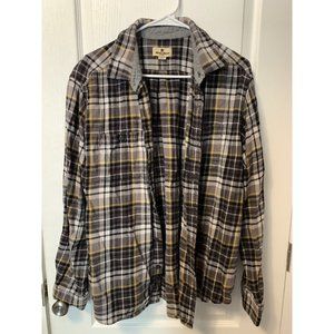 Woolrich Flannel Men's Size XL Grey/Gold Plaid Button Up Shirt H174